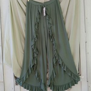 NWT ASOS Slit Ruffle Wide Leg Pants